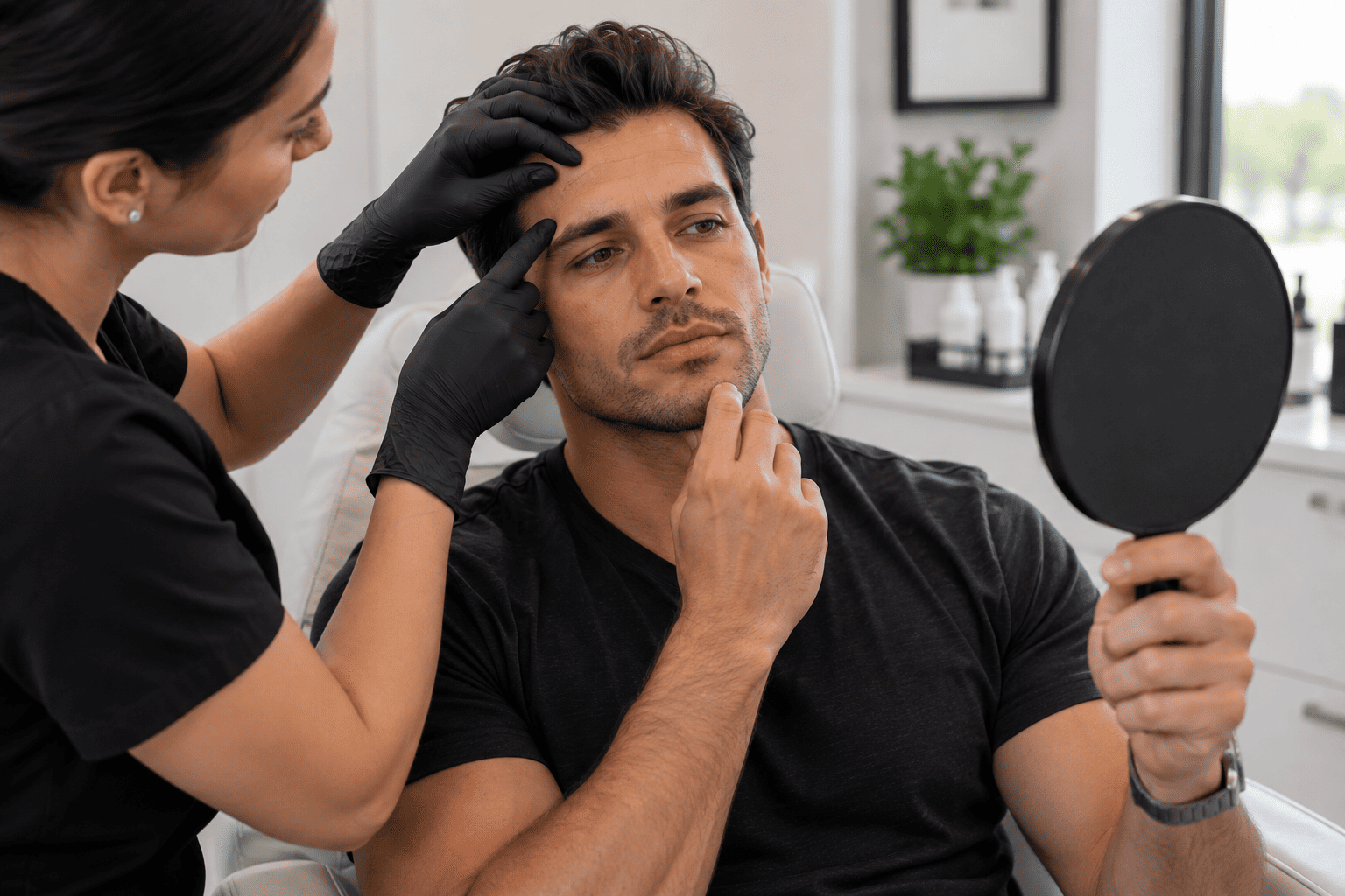 Man receiving a Botox treatment at a medical spa in Haymarket, Virginia
