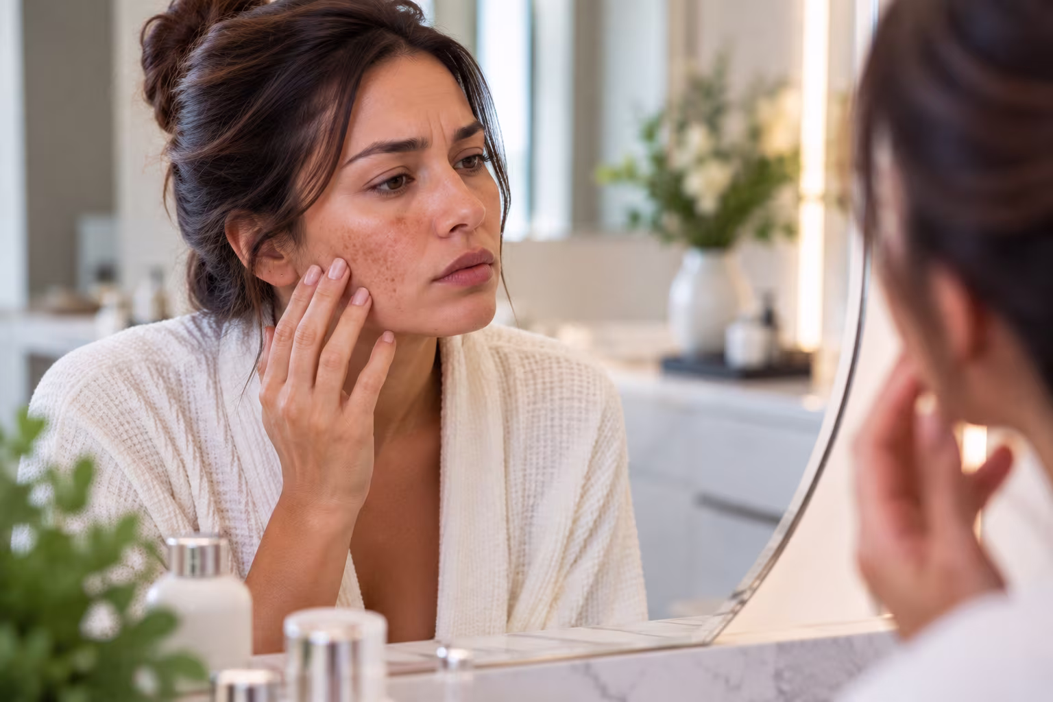 Esthetician applying a chemical peel to a patient's face in Haymarket, Virginia