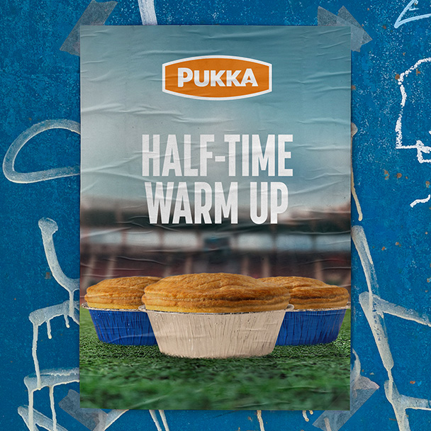 Pukka pies Half time warm up poster