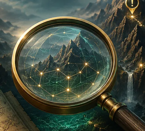 A magnifying glass representing close examination, encouraging explorers to look beyond the obvious and uncover hidden details, strengths, gaps, and opportunities within their business.