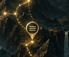 A water crossing representing transitions that require thoughtful evaluation, encouraging explorers to assess conditions carefully before committing to the next stage of the journey.