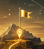 A summit flag representing strategic achievement and the successful completion of meaningful milestones, while inspiring explorers to continue reaching toward the next objective.