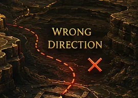 A red X identifying paths, ideas, or opportunities that should be avoided, reminding explorers that effective strategy often comes from knowing what not to pursue.