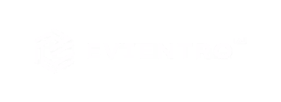 Evientro Ltd. company logo with geometric design on black background.