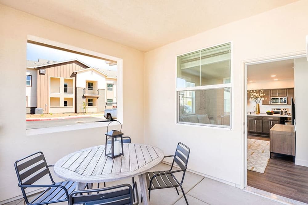 Balcony with table and chairs