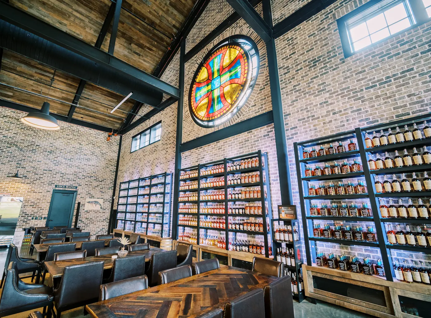 Image of the Burnt Church's bottle wall on display in the Sanctuary.