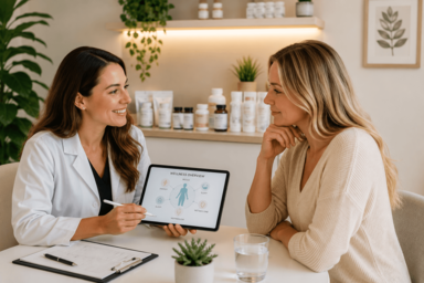 Patient consultation at a wellness clinic in Orlando, Florida focused on energy and hormone support