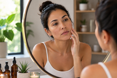 Skincare provider performing microneedling scar treatment on a patient's cheek in Orlando, Florida