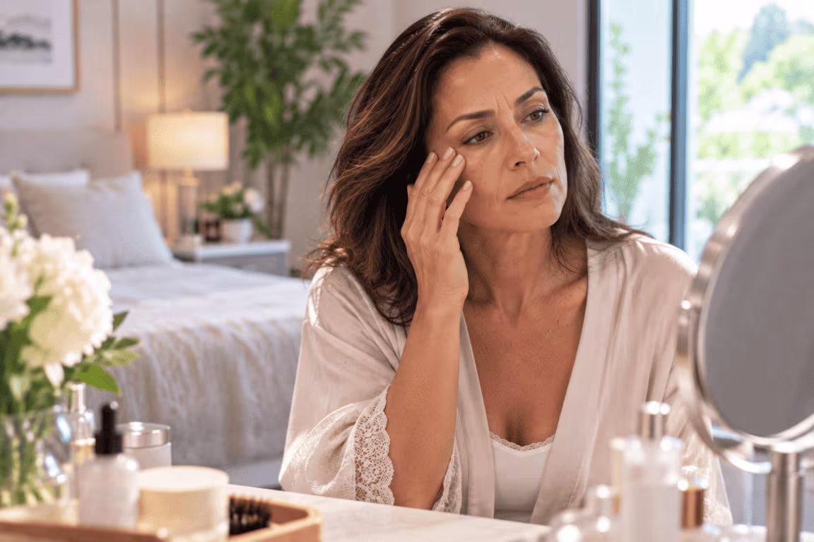 Woman during an anti-aging treatment consultation at a wellness clinic in Orlando, Florida