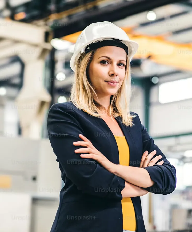 Engineer in a hard hat at an industrial site