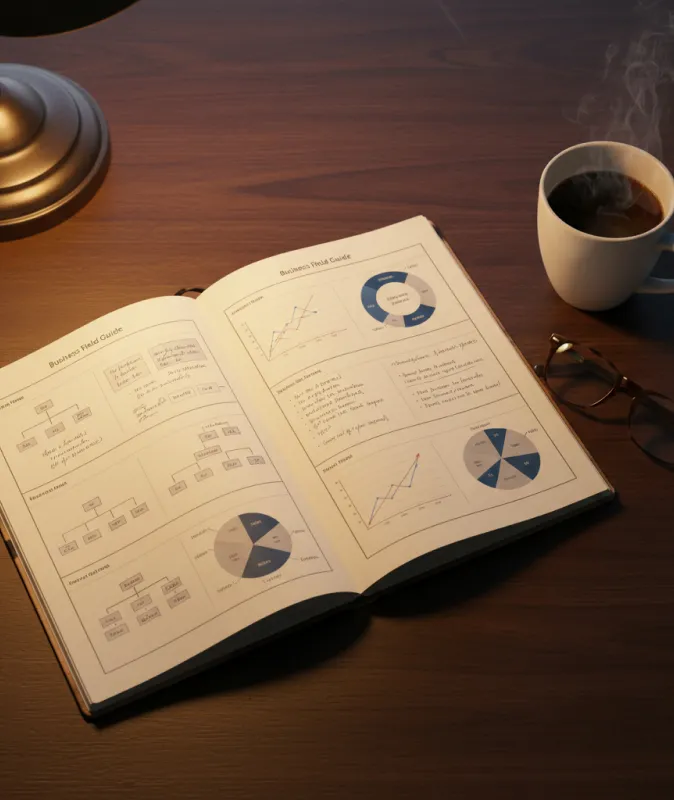 Open notebook used as a field guide