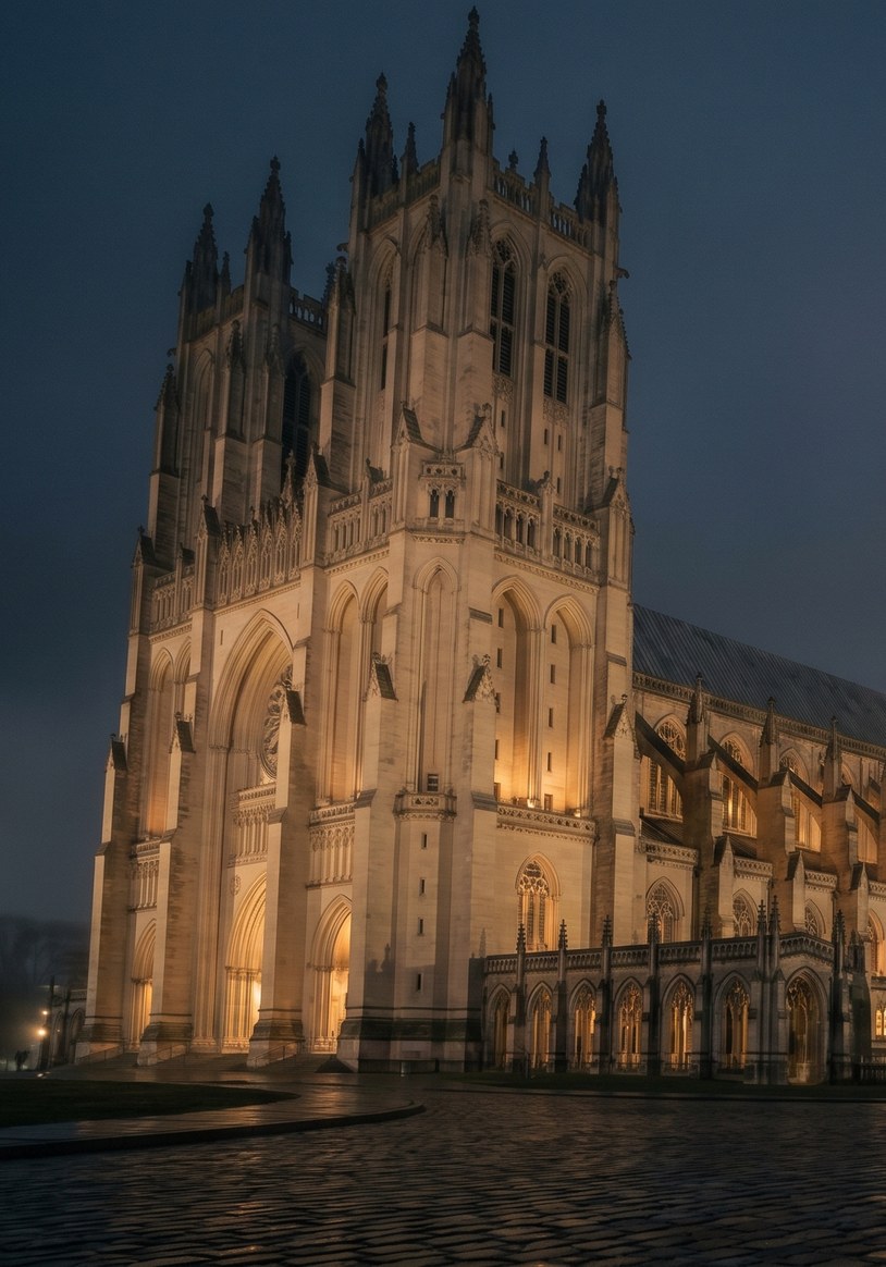 Washington National Cathedral west front, built of Indiana limestone