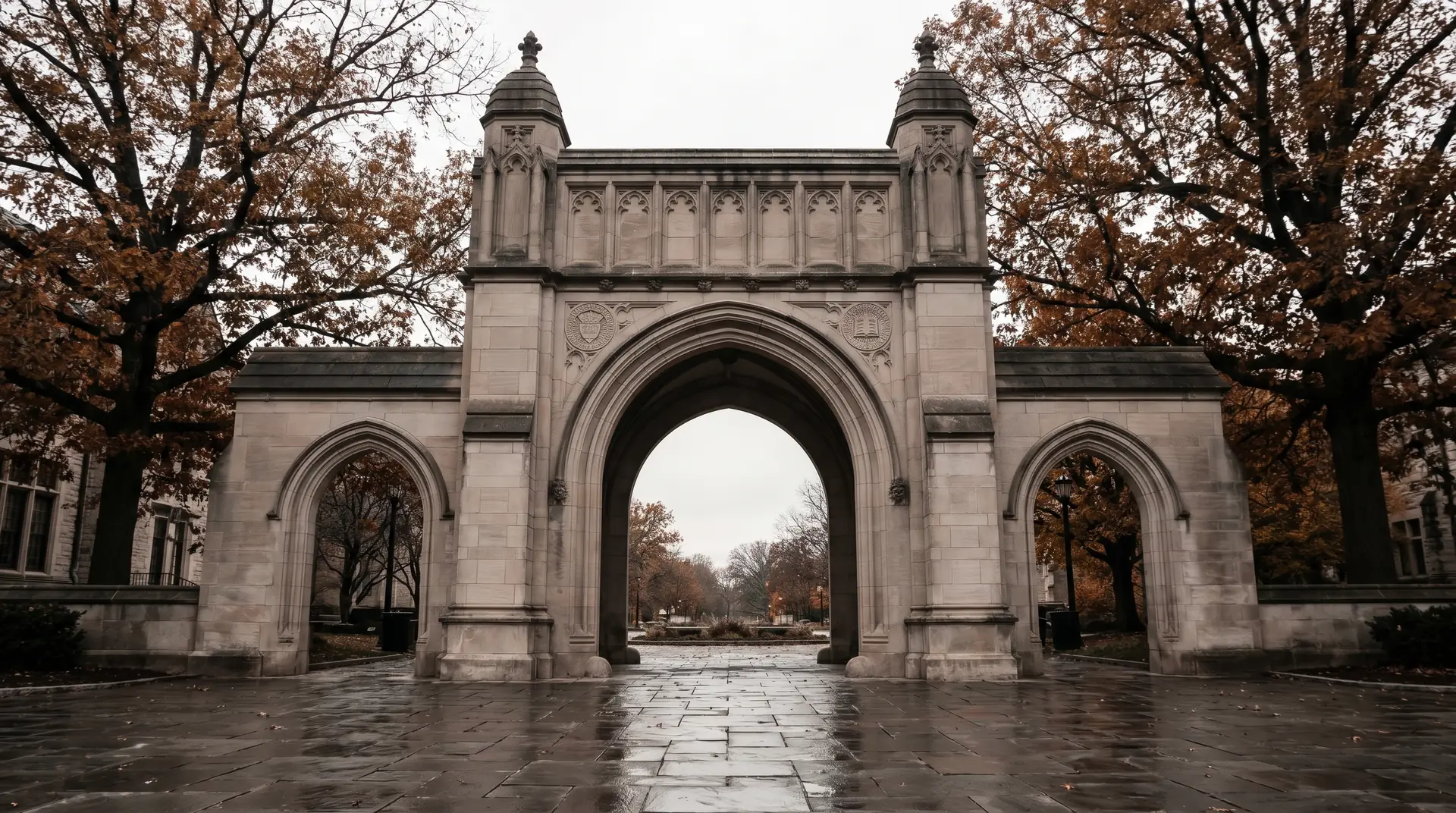 The Sample Gates at Indiana University in Bloomington, built of Indiana limestone