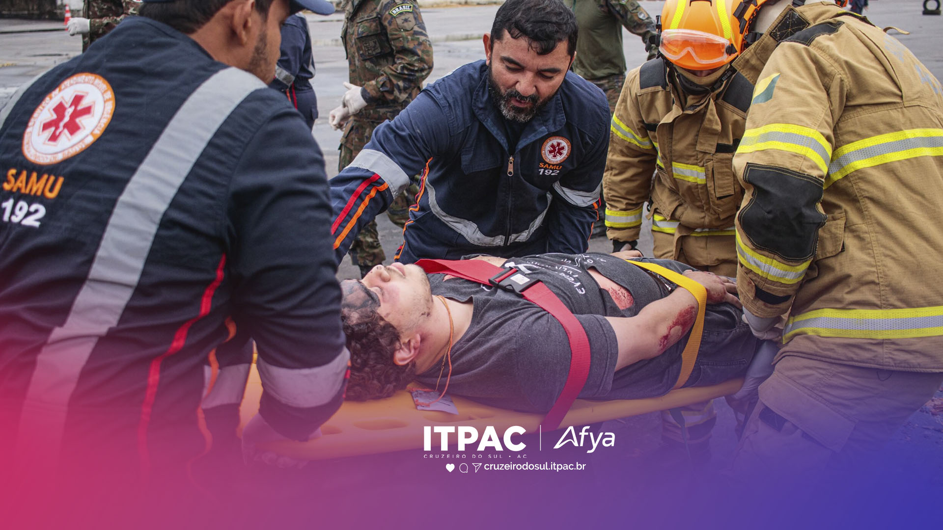 A convite da SESACRE e Samu, Liga Acadêmica de Urgência e Emergência participa de evento no ITPAC Cruzeiro do Sul