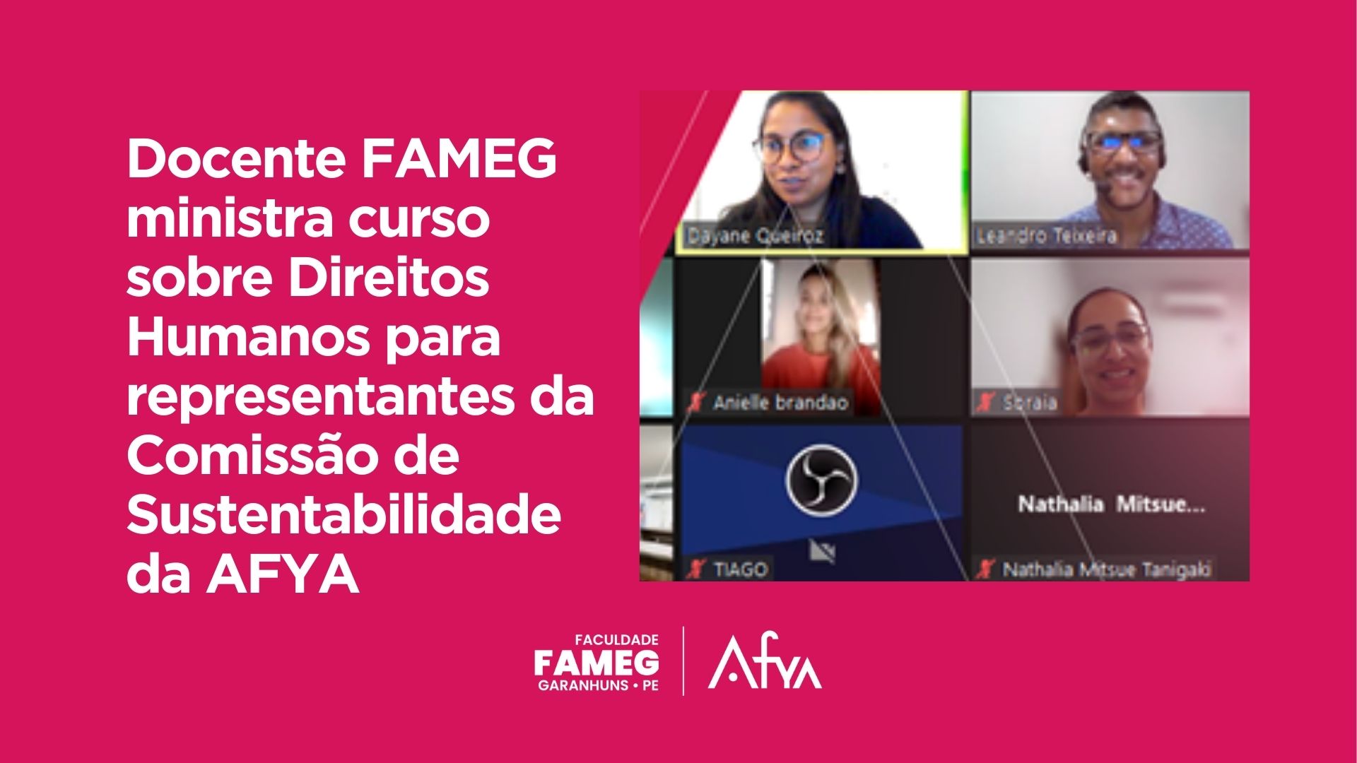 Docente FAMEG ministra curso sobre Direitos Humanos para representantes da Comissão de Sustentabilidade da AFYA e convidados especiais