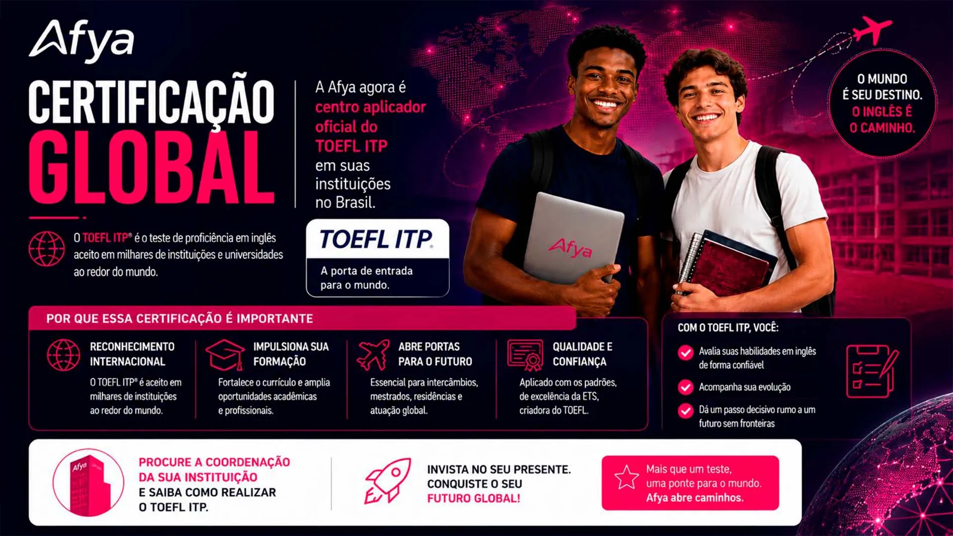 Afya Agora é Centro Aplicador Oficial do TOEFL ITP no Brasil