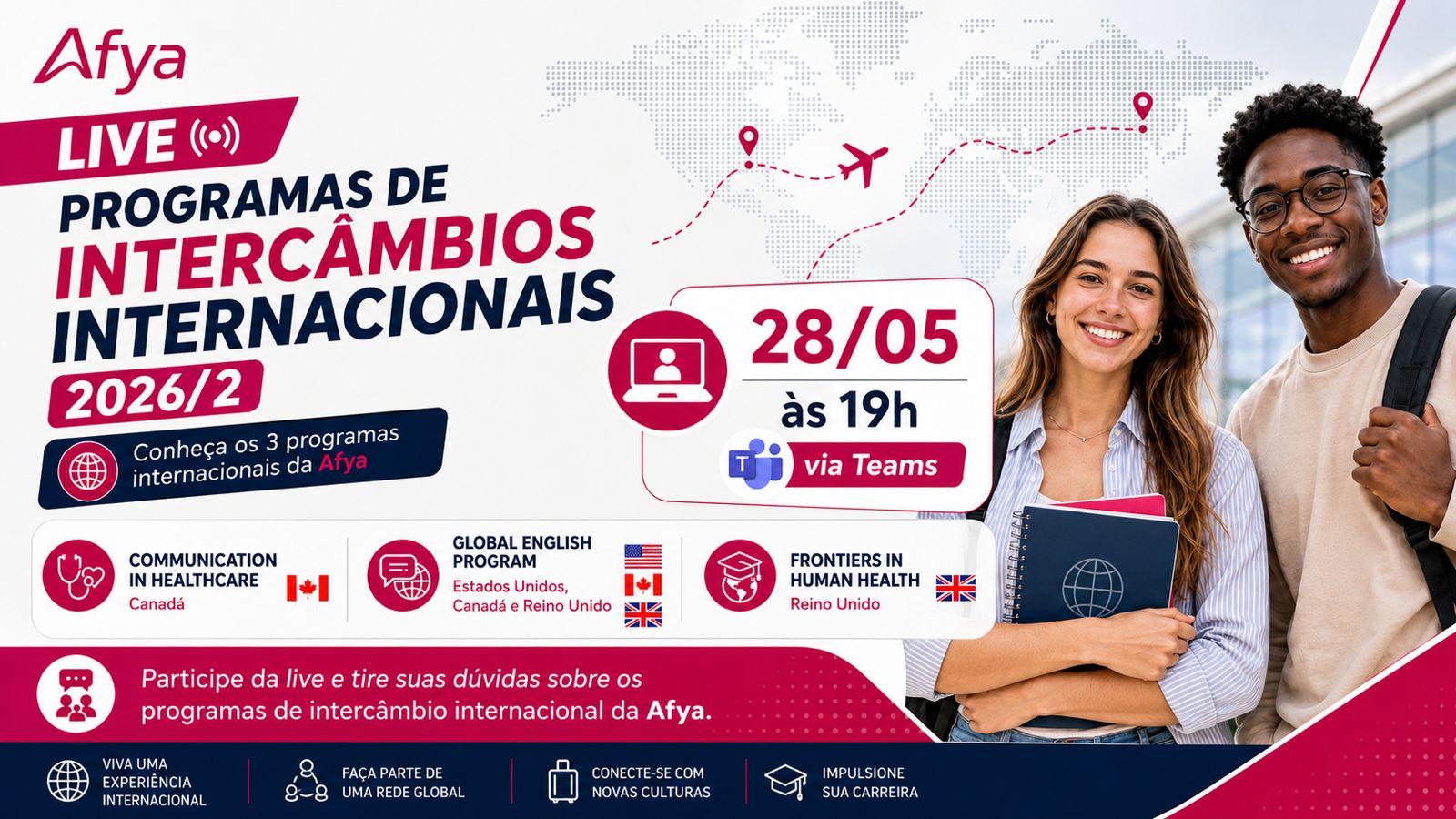 Afya promove live sobre Programas de Intercâmbios Internacionais 2026.2