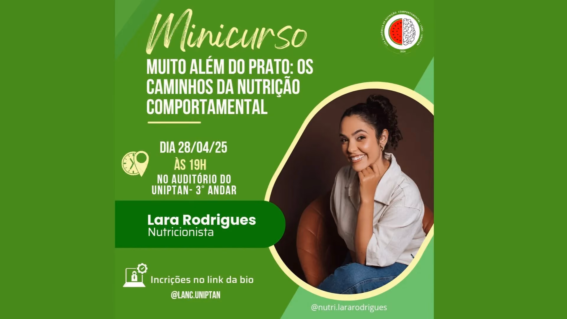 Muito além do prato: ex-aluna retorna ao Uniptan para falar sobre Nutrição Comportamental