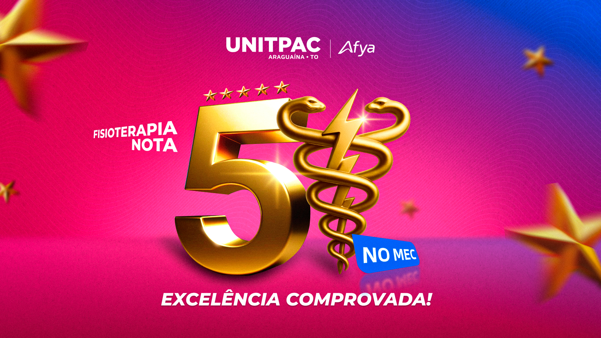 Curso de Fisioterapia do Unitpac recebe nota máxima na avaliação do MEC, nota 5