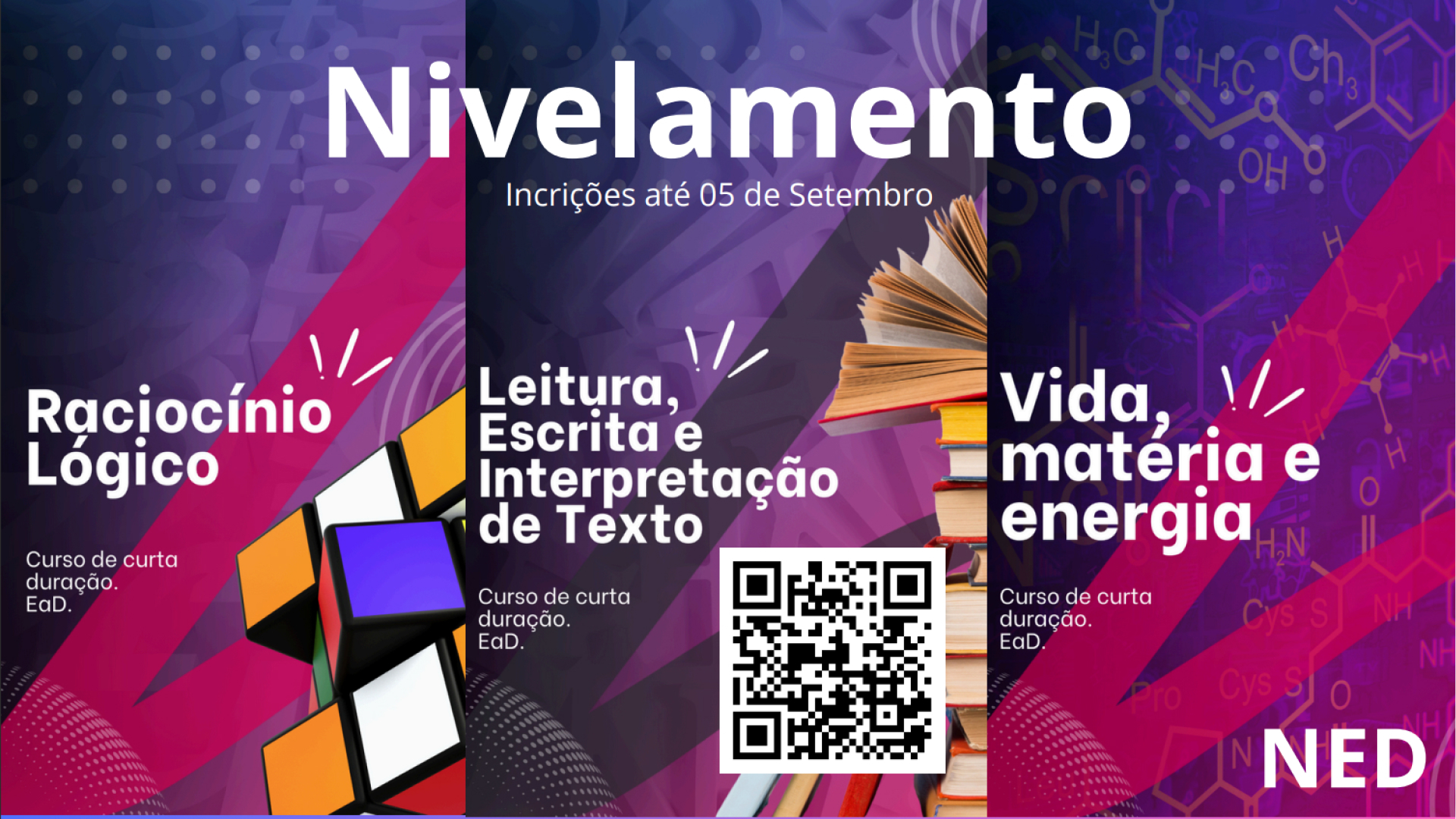 Inscrições abertas para os cursos de nivelamento 2024.2