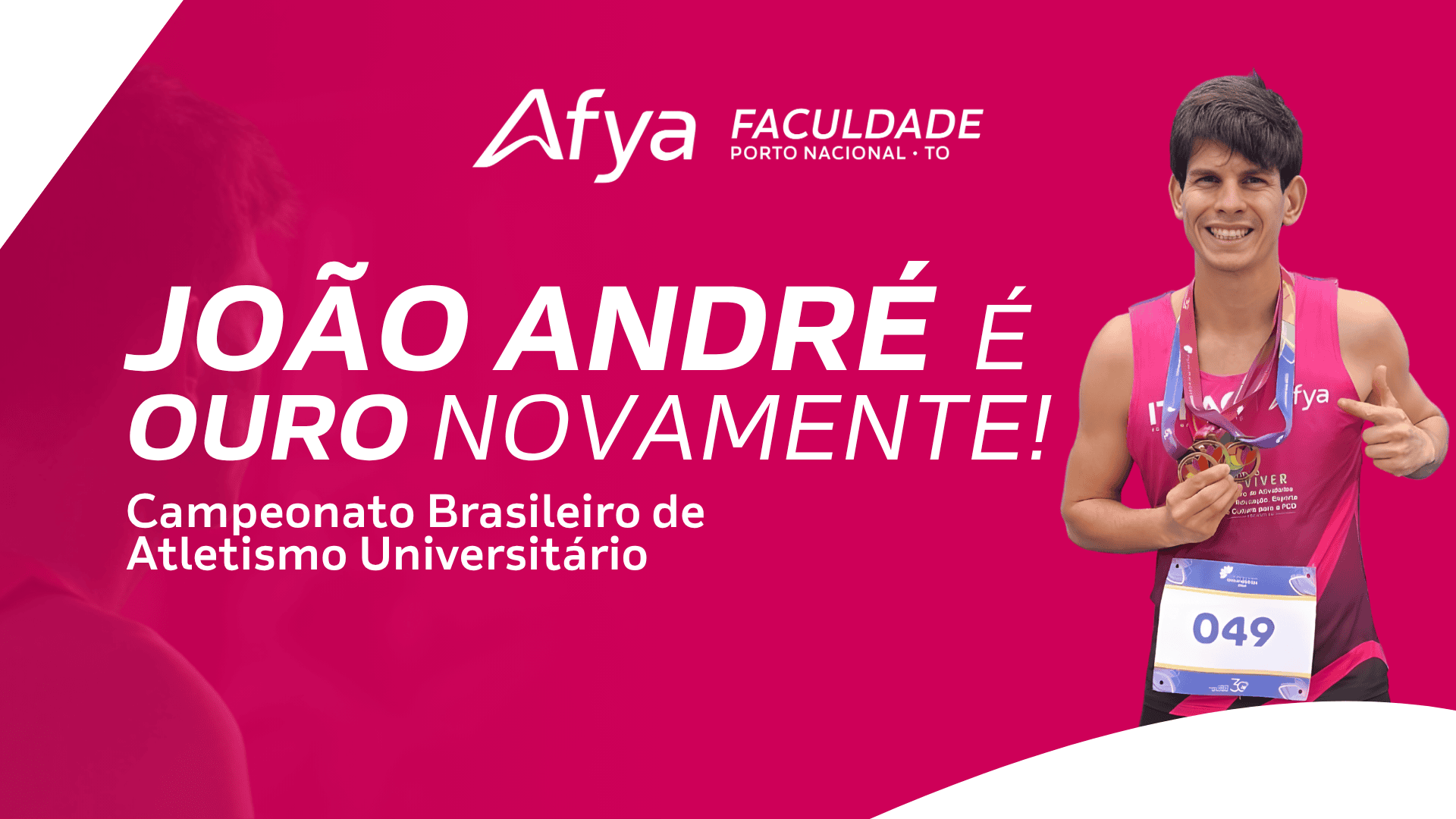 Destaque Afya Faculdade Porto Nacional: Aluno de Agronomia, João André, Brilha com Três Medalhas de Ouro no Campeonato Brasileiro Universitário de Atletismo!