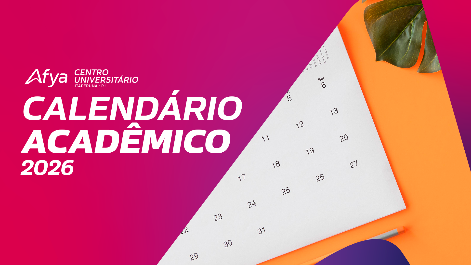 O Calendário Acadêmico 2026 já está disponível!