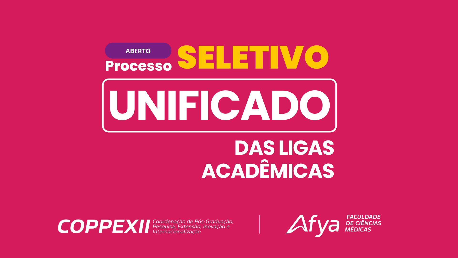 Abertura do Processo Seletivo Unificado das Ligas Acadêmicas da Afya Palmas – 2024.2