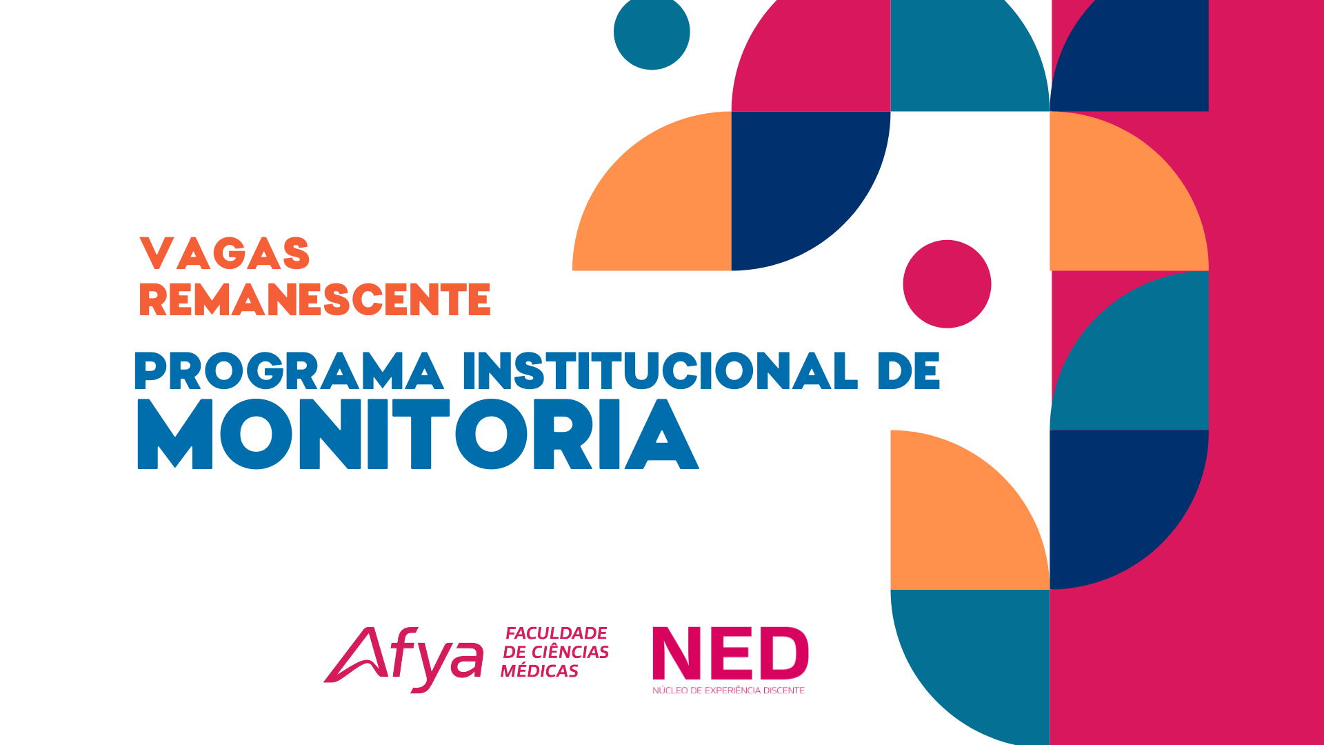 Inscrições Abertas para Vagas Remanescente - Programa Institucional de Monitoria 2024.2