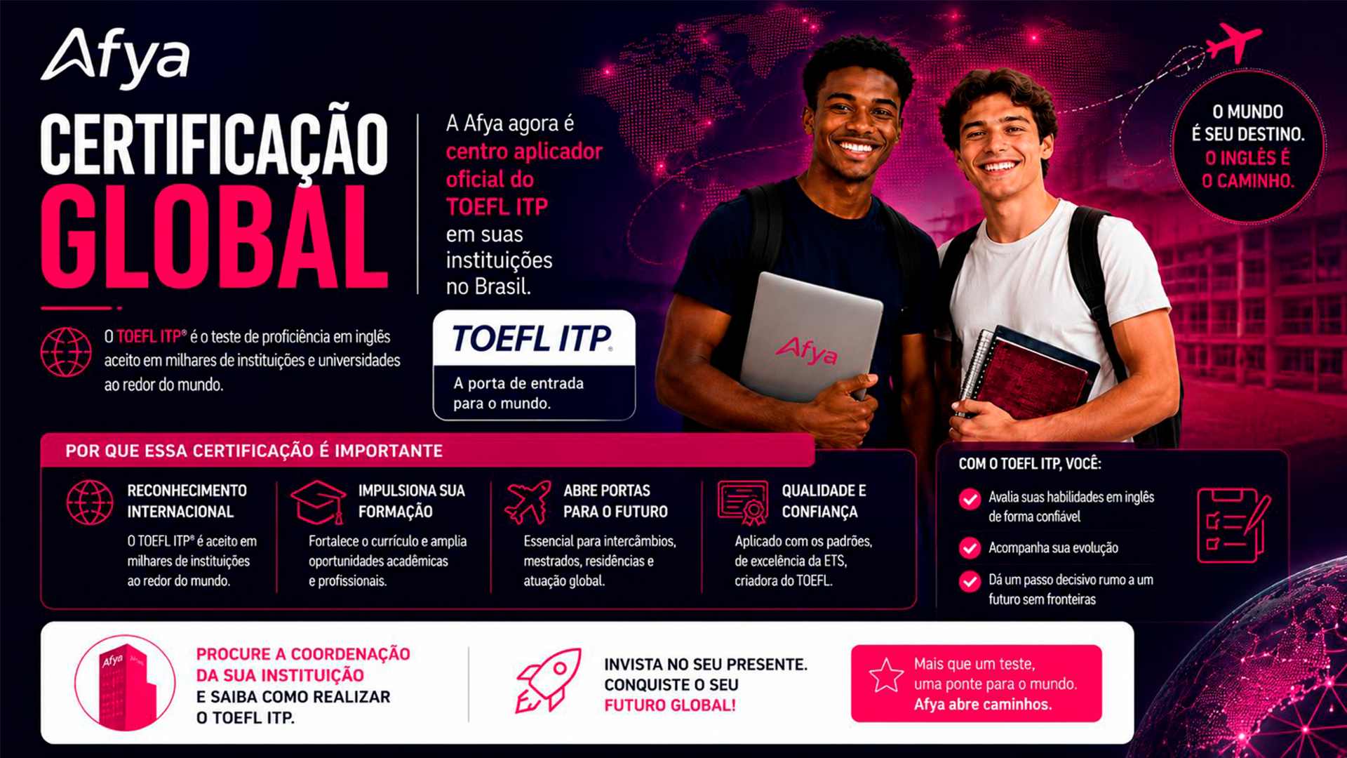 Afya Agora é Centro Aplicador Oficial do TOEFL ITP no Brasil