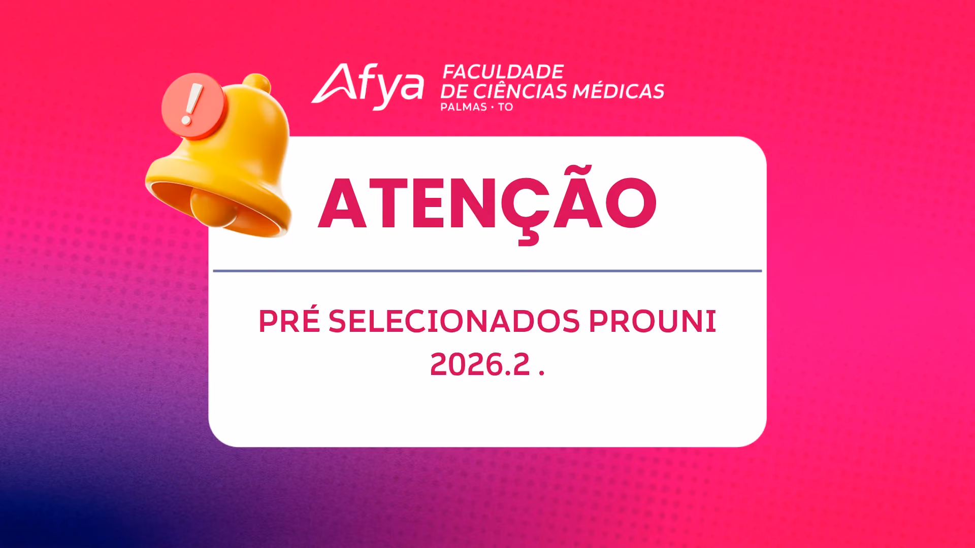 Lista de Pré-selecionados do PROUNI 2026.2 já está disponível .