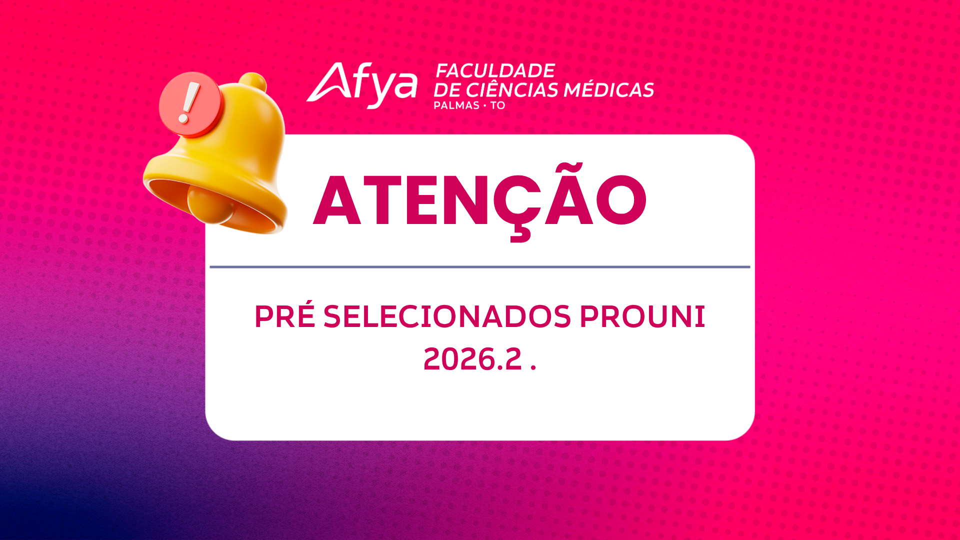 Lista de Pré-selecionados do PROUNI 2026.2 já está disponível .