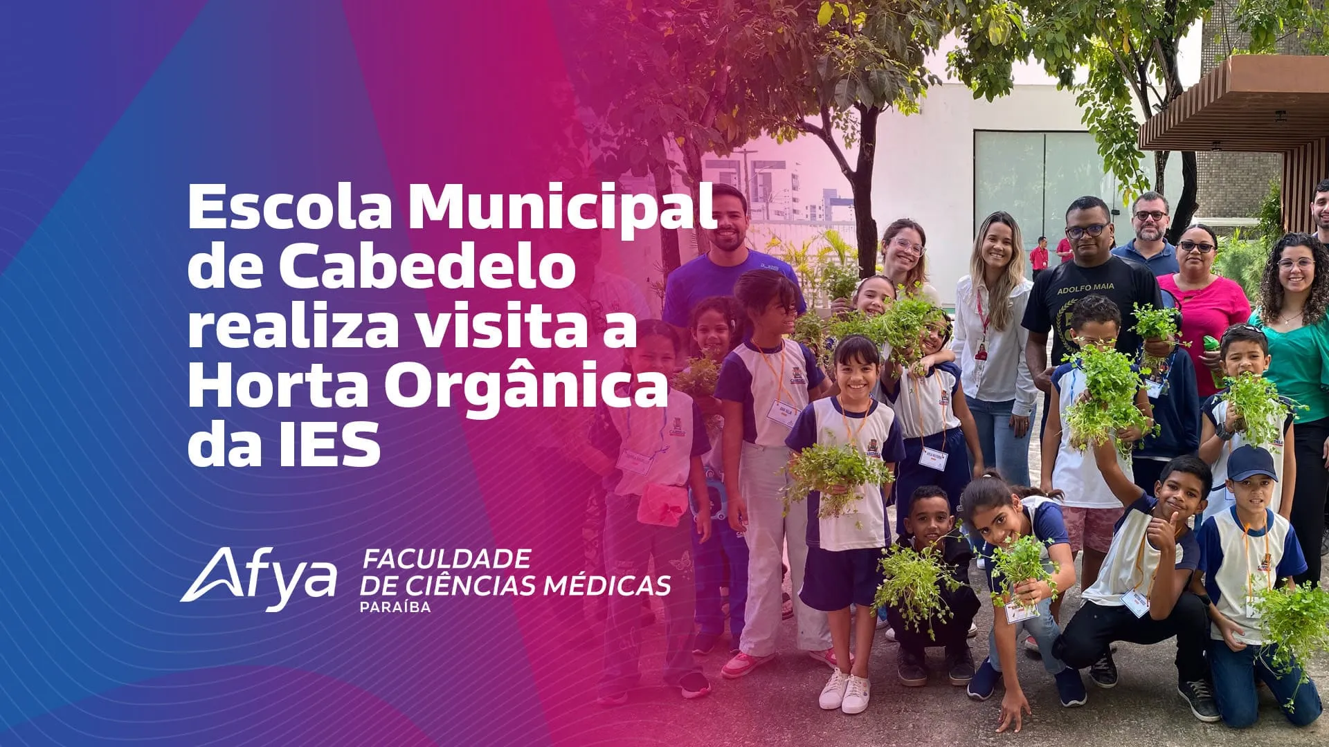 Alunos da Escola Municipal Major Adolfo Pereira Maia visitam horta orgânica e aprendem sobre alimentação saudável