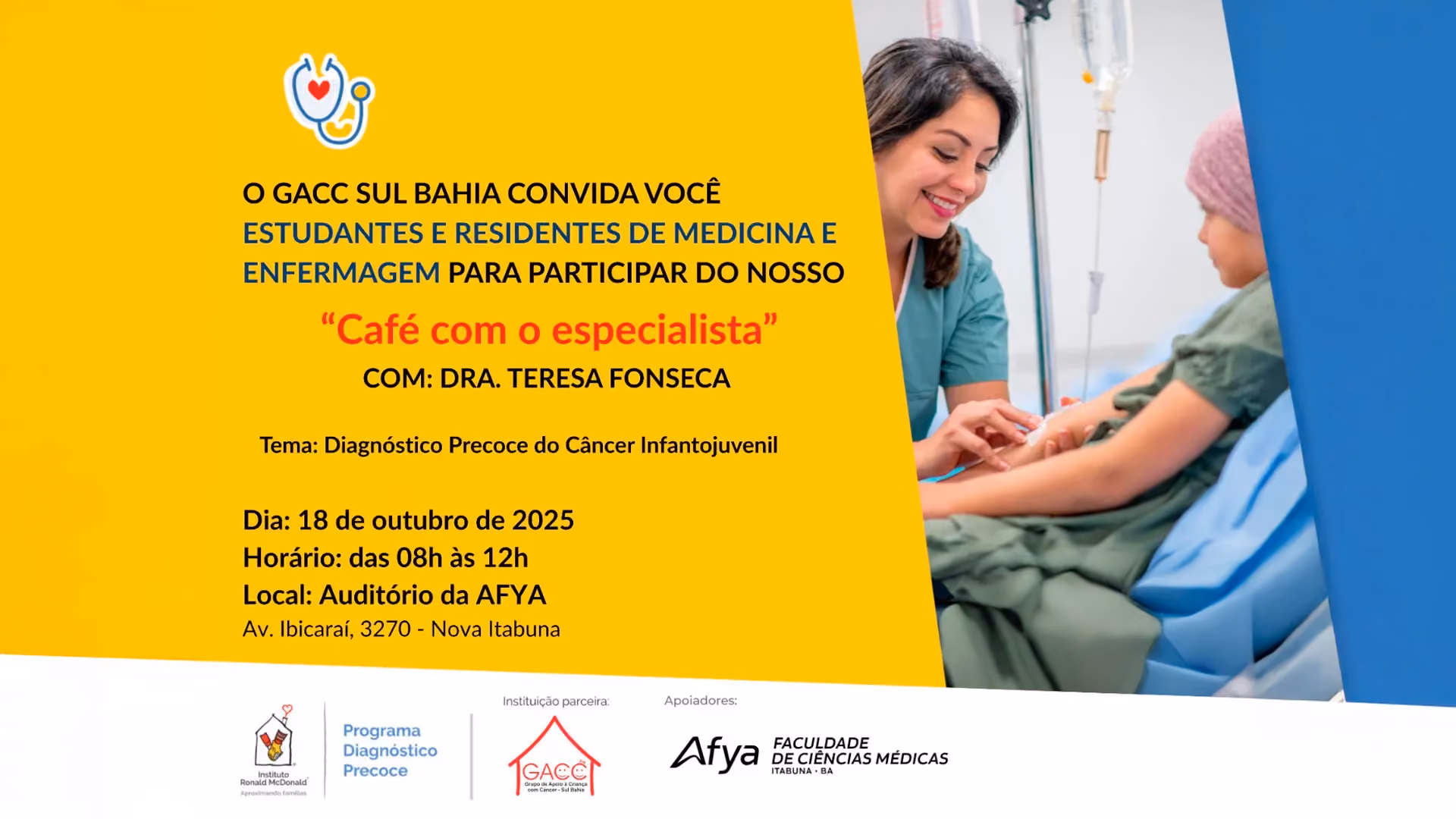 Café com o Especialista: Afya Itabuna recebe evento em parceria com o GACC e Instituto Ronald McDonald