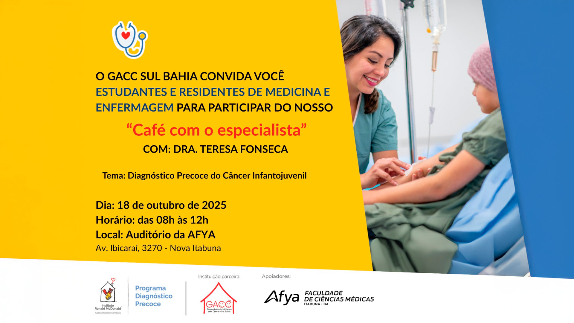 Café com o Especialista: Afya Itabuna recebe evento em parceria com o GACC e Instituto Ronald McDonald