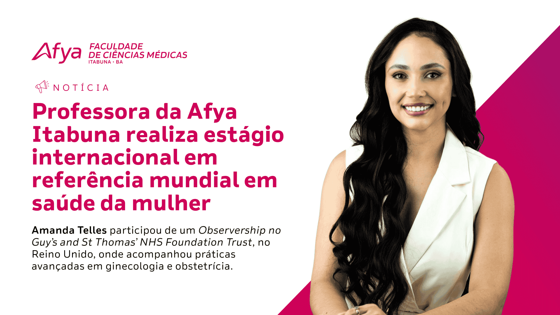 Professora da Afya Itabuna realiza estágio internacional em referência mundial em saúde da mulher