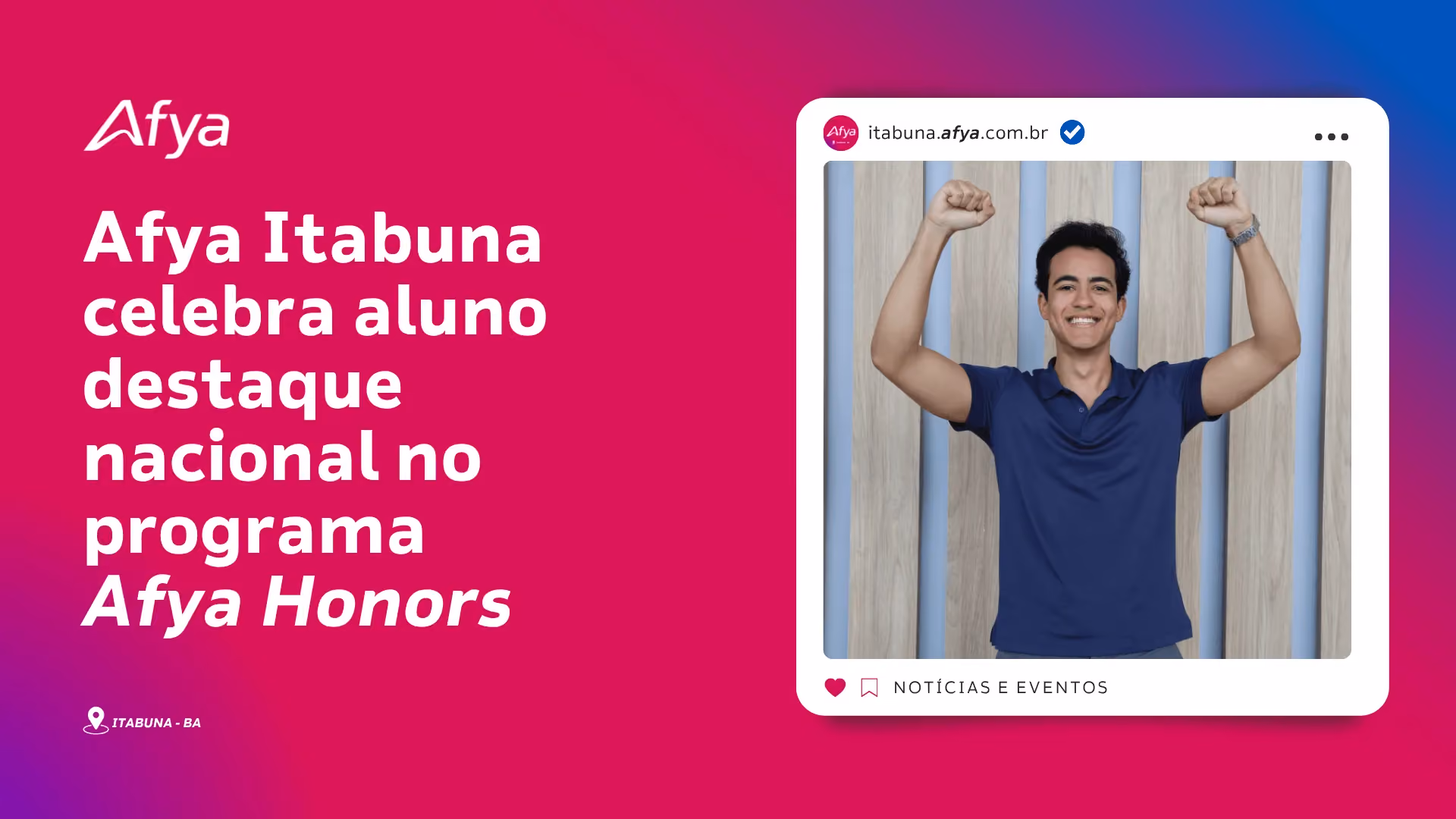 Afya Itabuna celebra aluno destaque nacional no programa Afya Honors