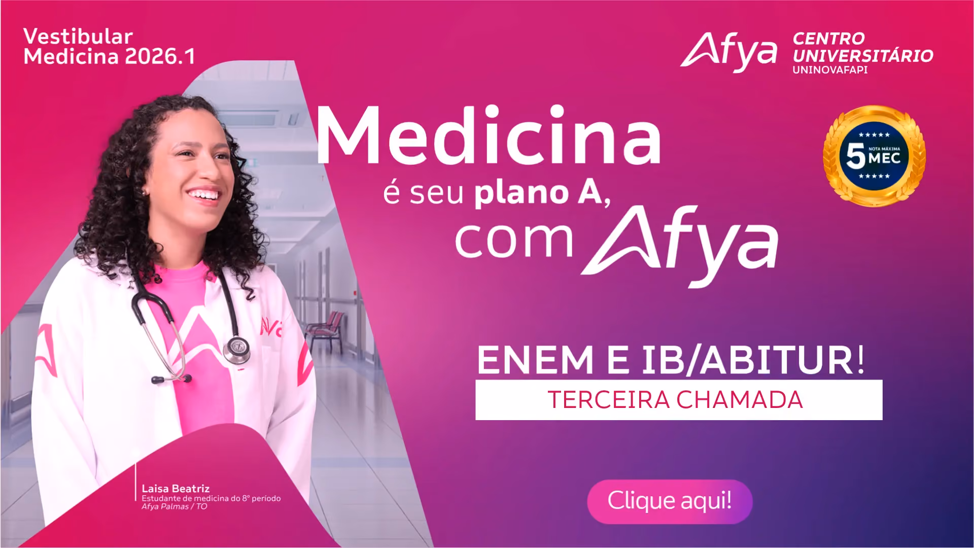 ENEM: Terceira chamada do curso de Medicina 2026.1 publicada