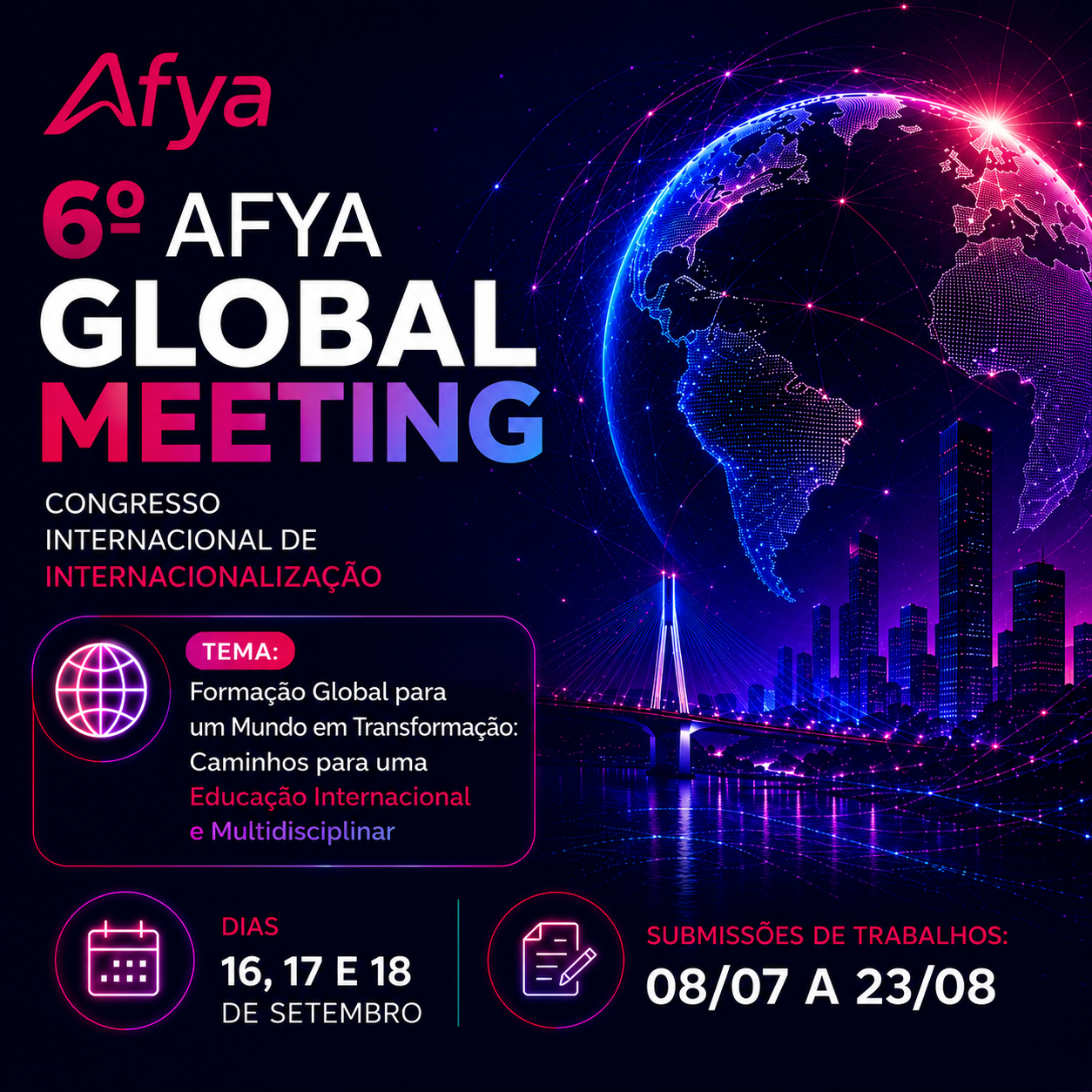 Estão abertas as submissões de trabalhos para o 6º AFYA Global Meeting