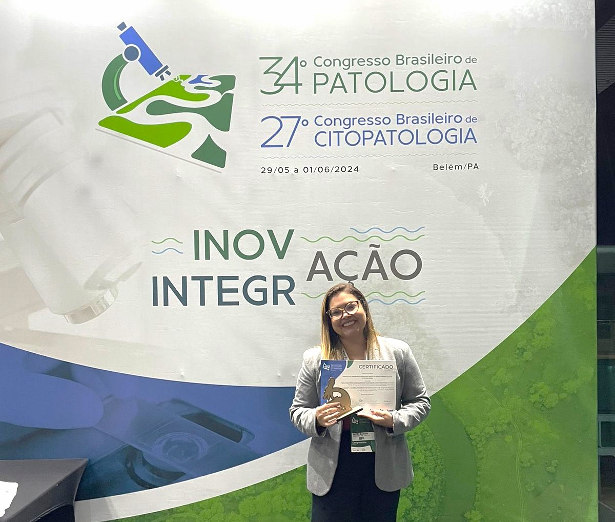 Docente do curso de Medicina participa de congresso médico e recebe o prêmio de 6° lugar da sociedade brasileira de patologia (SBP) por trabalho apresentado