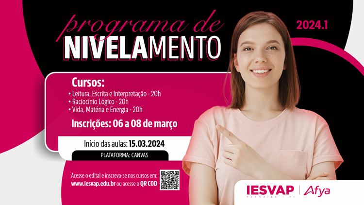 Edital aberto para o programa de nivelamento acadêmico, no semestre 2024.1