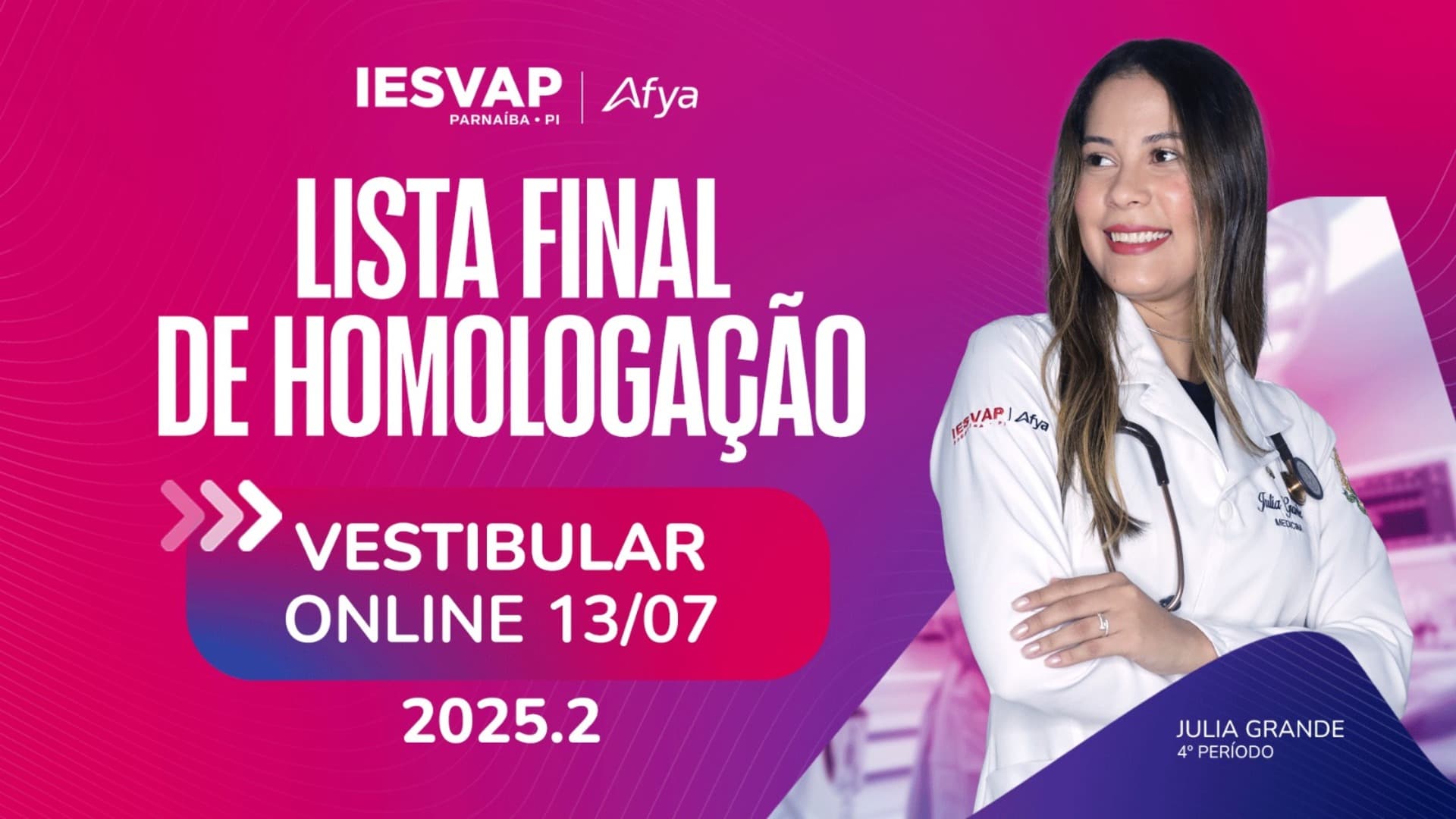 Lista final de inscrições homologadas - 2° vestibular online Medicina 2025.2