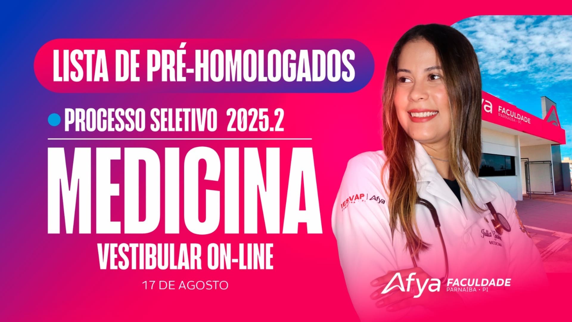 Lista preliminar de inscrições homologadas - 3° vestibular online Medicina 2025.2