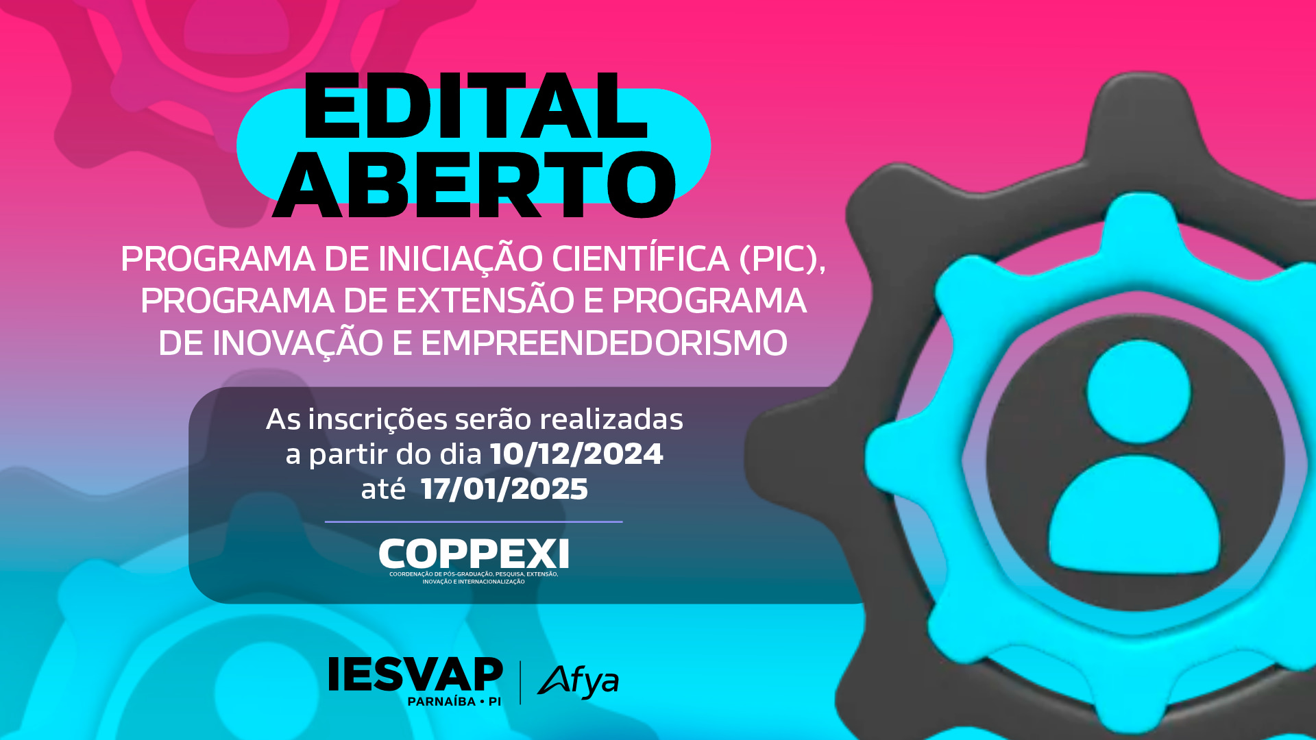 Programa de iniciação científica (PIC), programa de extensão e programa de inovação e empreendedorismo da faculdade de ciências humanas, exatas e da saúde do Piauí/ instituto de educação superior do vale do Parnaíba (FAHESP/IESVAP)