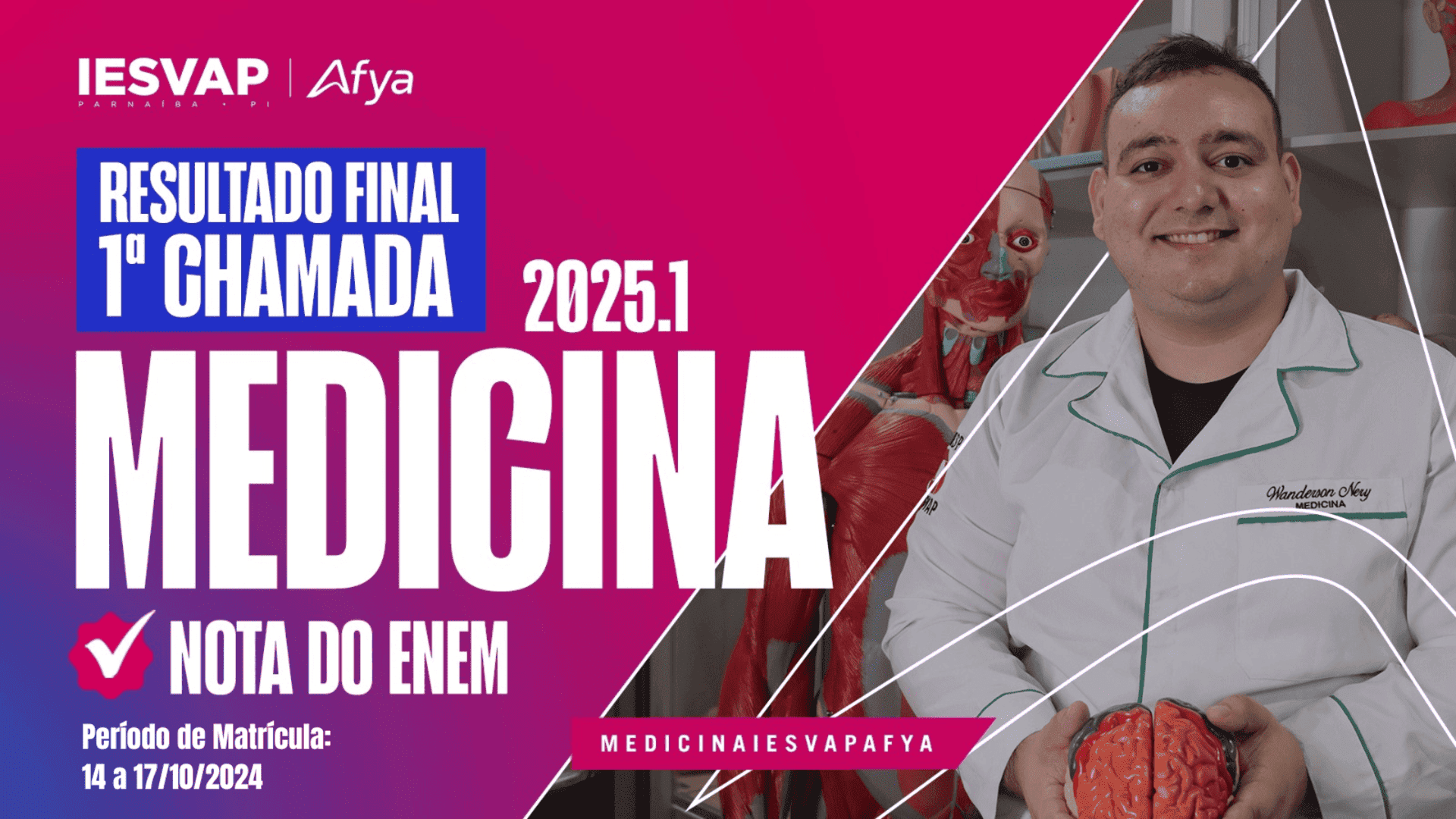 Resultado oficial 1° chamada PS Medicina 2025.1 - nota do Enem