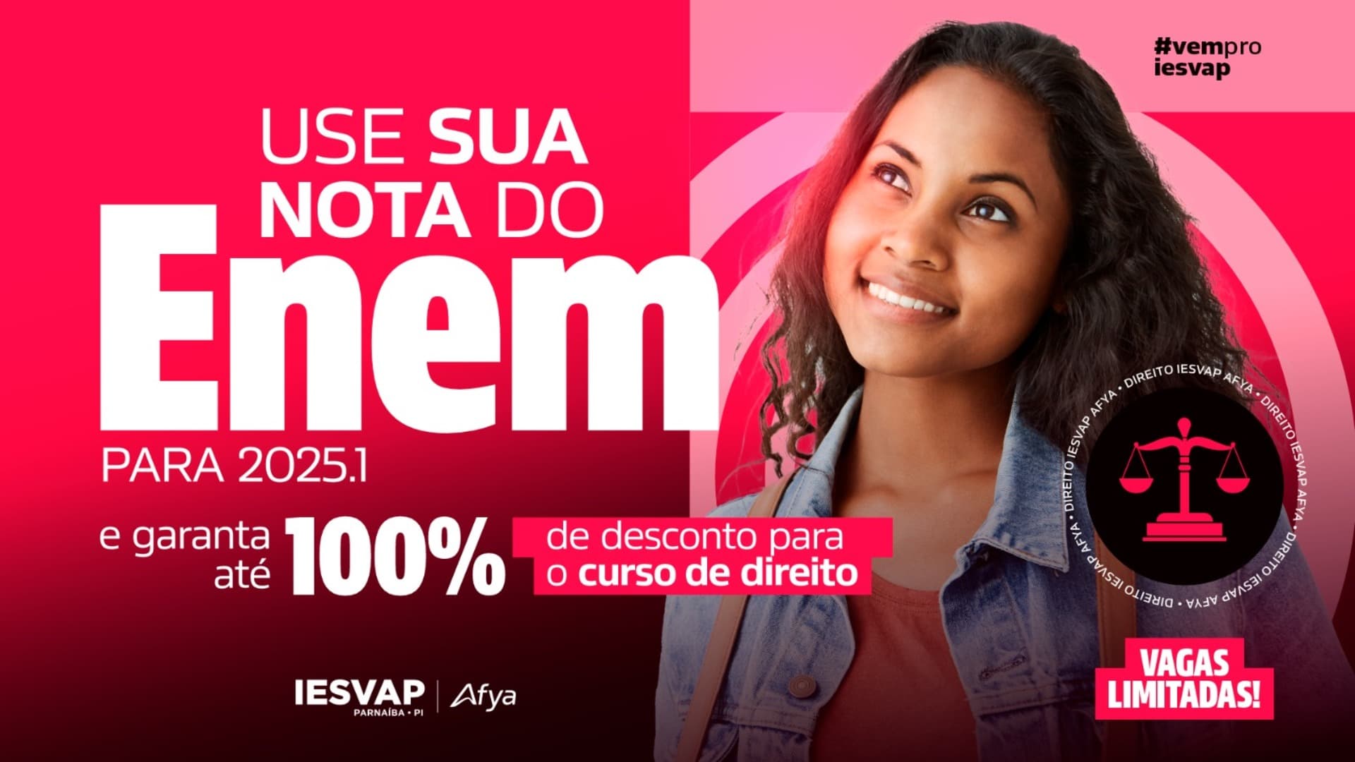 Utilize sua nota do Enem e garanta até 100% de desconto no curso de direito