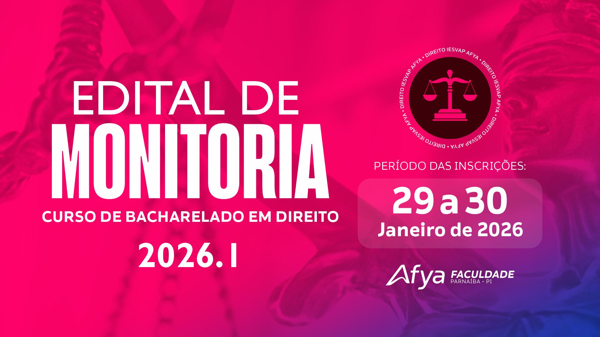 Edital de monitoria Direito 2026.1