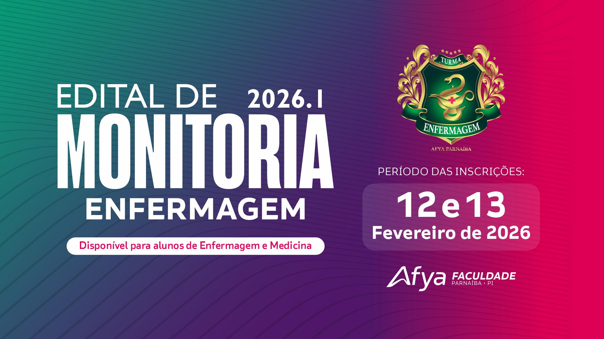 Edital de monitoria 2026.1 Enfermagem