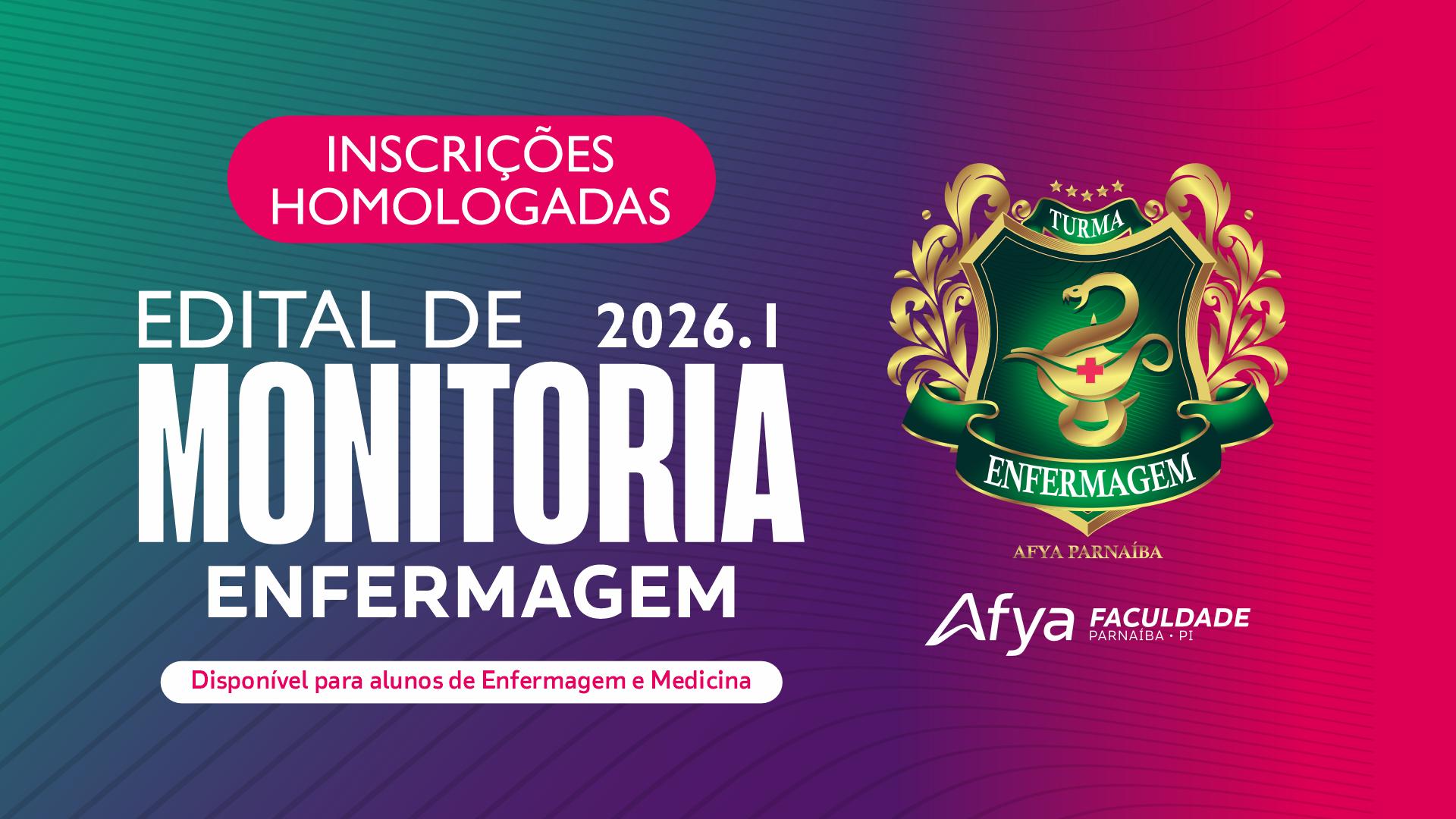 Inscrições homologadas - monitoria 2026.1 Enfermagem