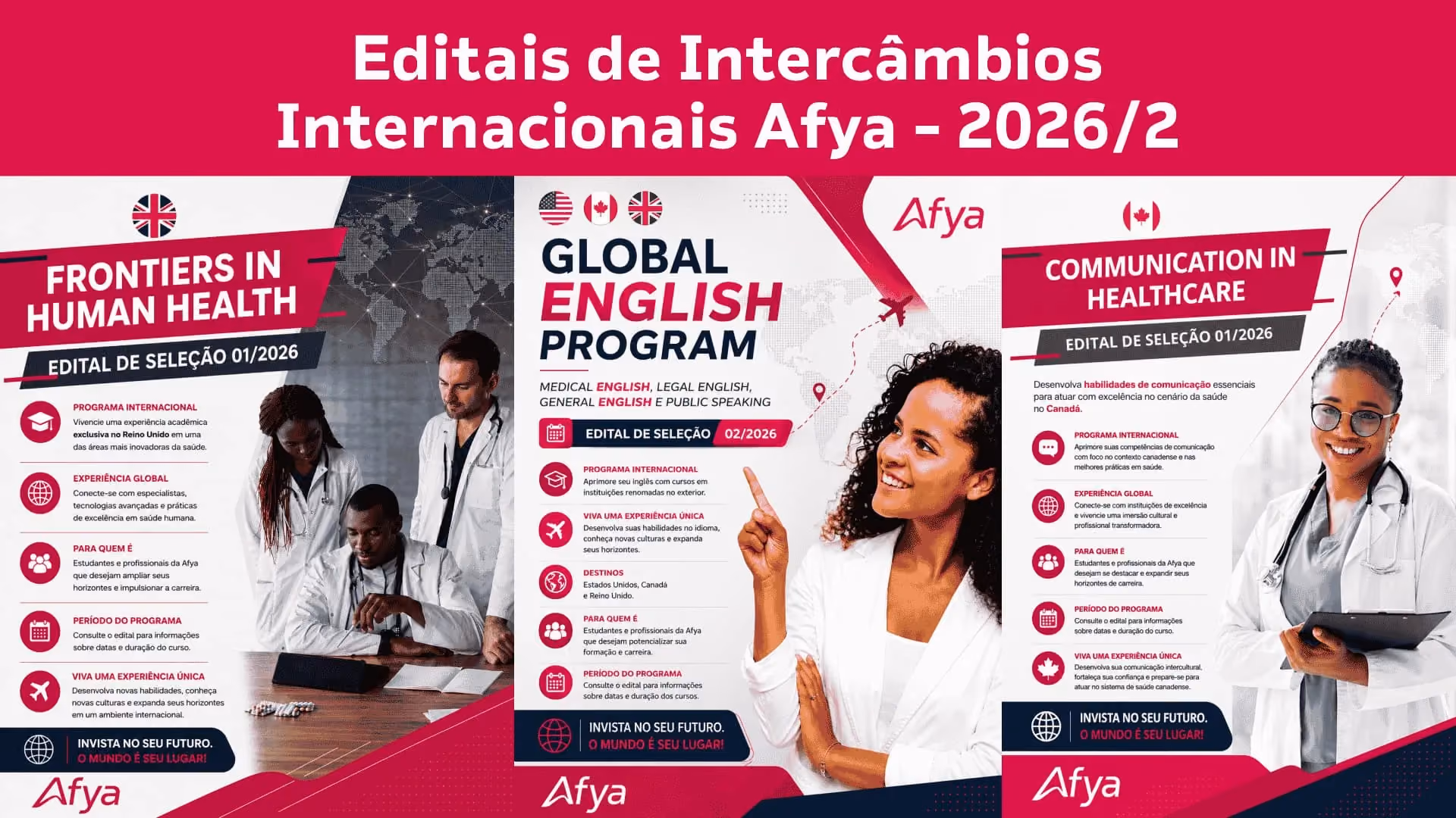 Lançamento oficial dos editais dos Programas de Intercâmbio Internacional Afya para o semestre 2026.2
