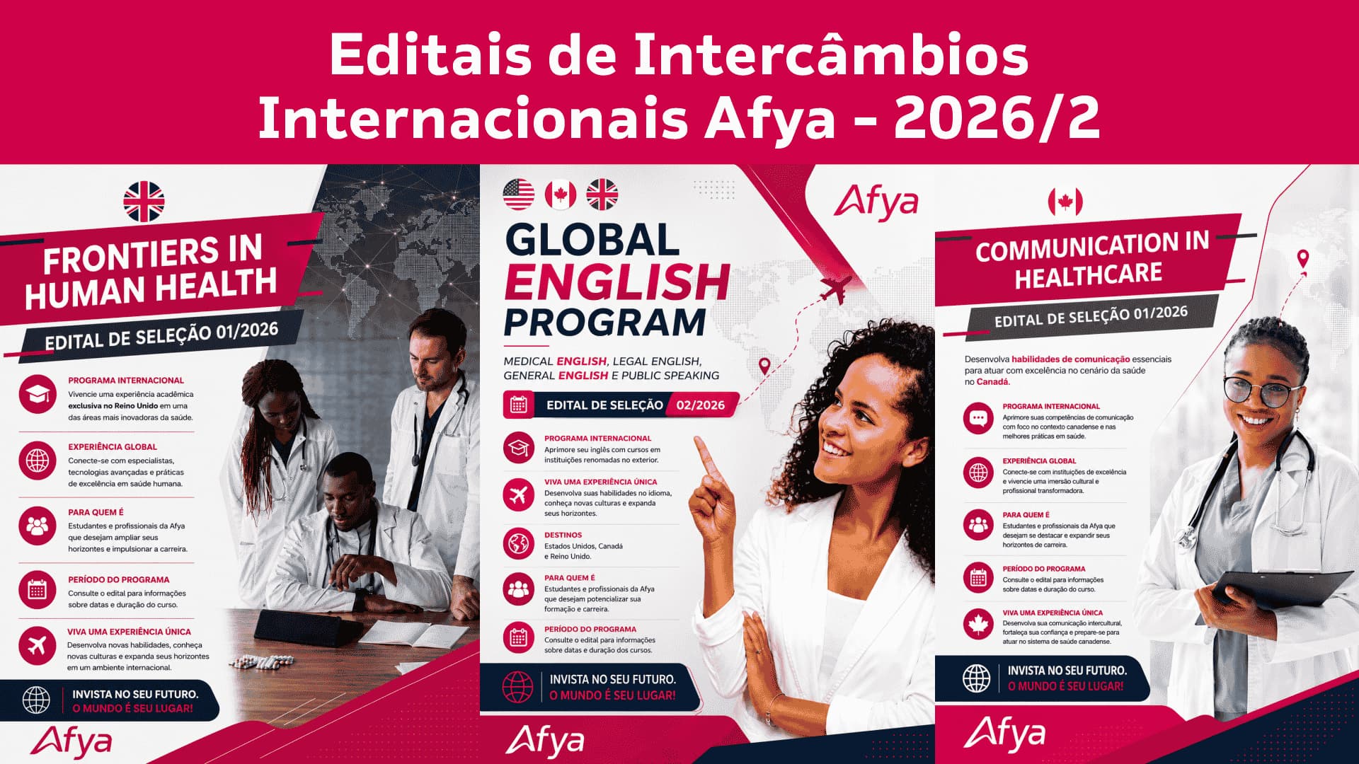 Lançamento oficial dos editais dos Programas de Intercâmbio Internacional Afya para o semestre 2026.2